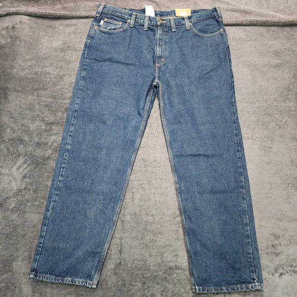 NWT Carhartt Relaxed Fit B460 DVB Men’s Blue Denim Jeans size 44 x 32 - Picture 1 of 11